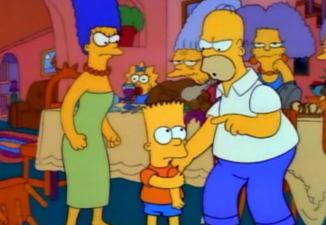 Marge und Homer schimpfen mit Bart.