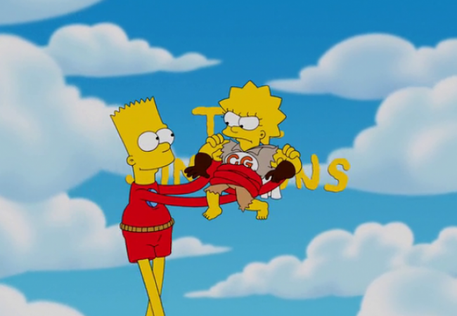 Bart als Stretch Dude und Lisa als Globber Girl